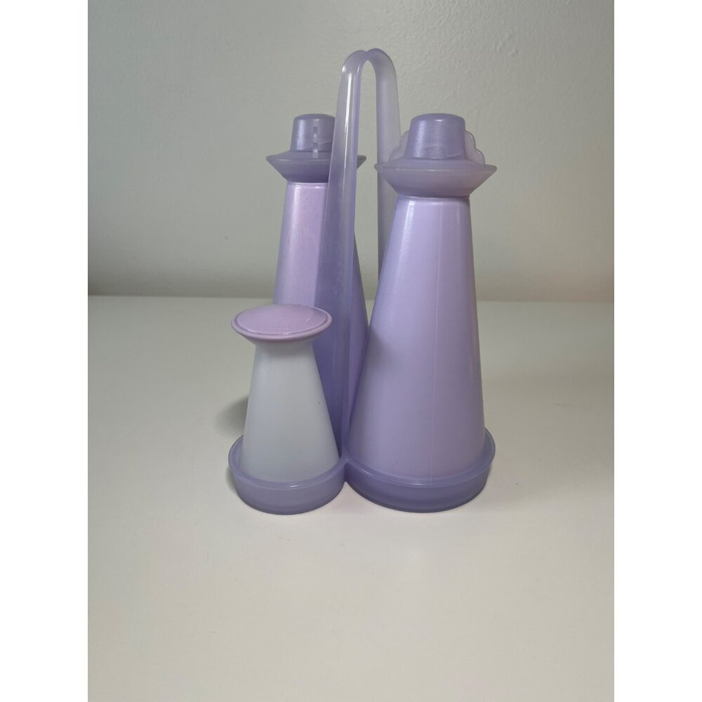 Vintage Tupperware Lilac‎ Condiment Set With Carrier